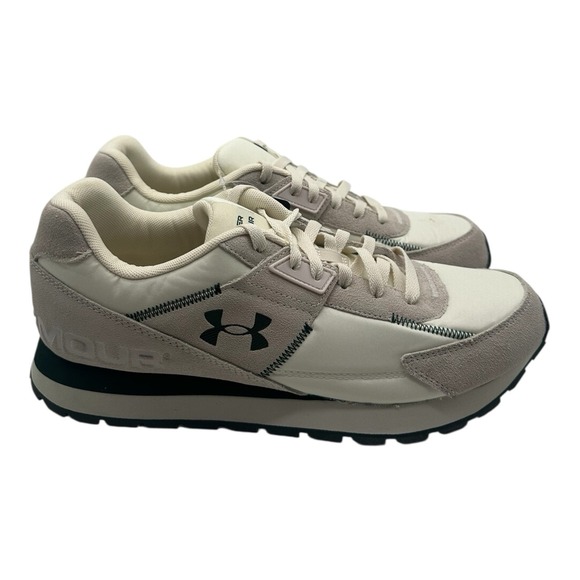 Under‎ Armour Essential Runner Running Shoes Mens 12 White/Brown Sneakers READ